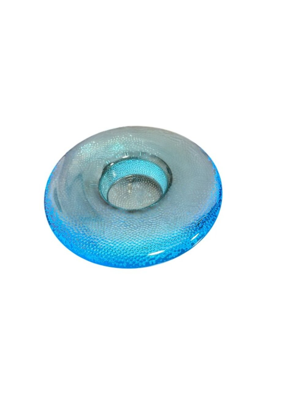 Vintage Iittala Finland Nappi Blue Glass Candle Holder Markku Salo UV Glow Manga